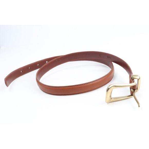 Coach Brown Leather Skinny Belt Handcrafted Cowhide Gold Buckle Women Size L - Picture 7 of 13